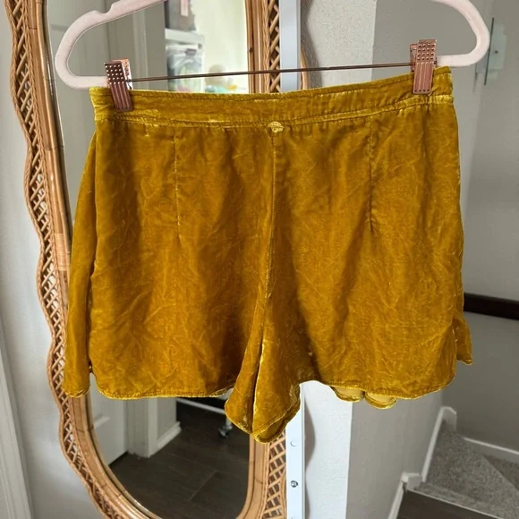 Free People / Dance the Night Away Mustard Velvet Skort - Picture 4 of 6